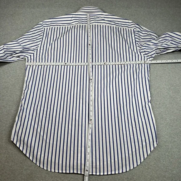 Bristol & Bull Striped Dress Shirt XL 17-17.5 34/35 (XL) Blue White Cotton - Picture 5 of 9